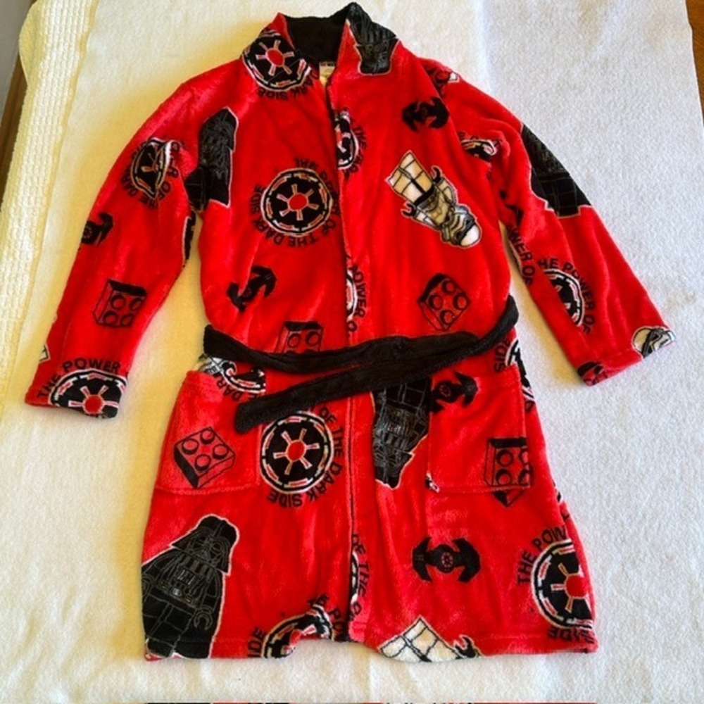 LEGO Star Wars Robe Boys Large Red Darth Vader Dark Side Fleece Bathrobe Belted